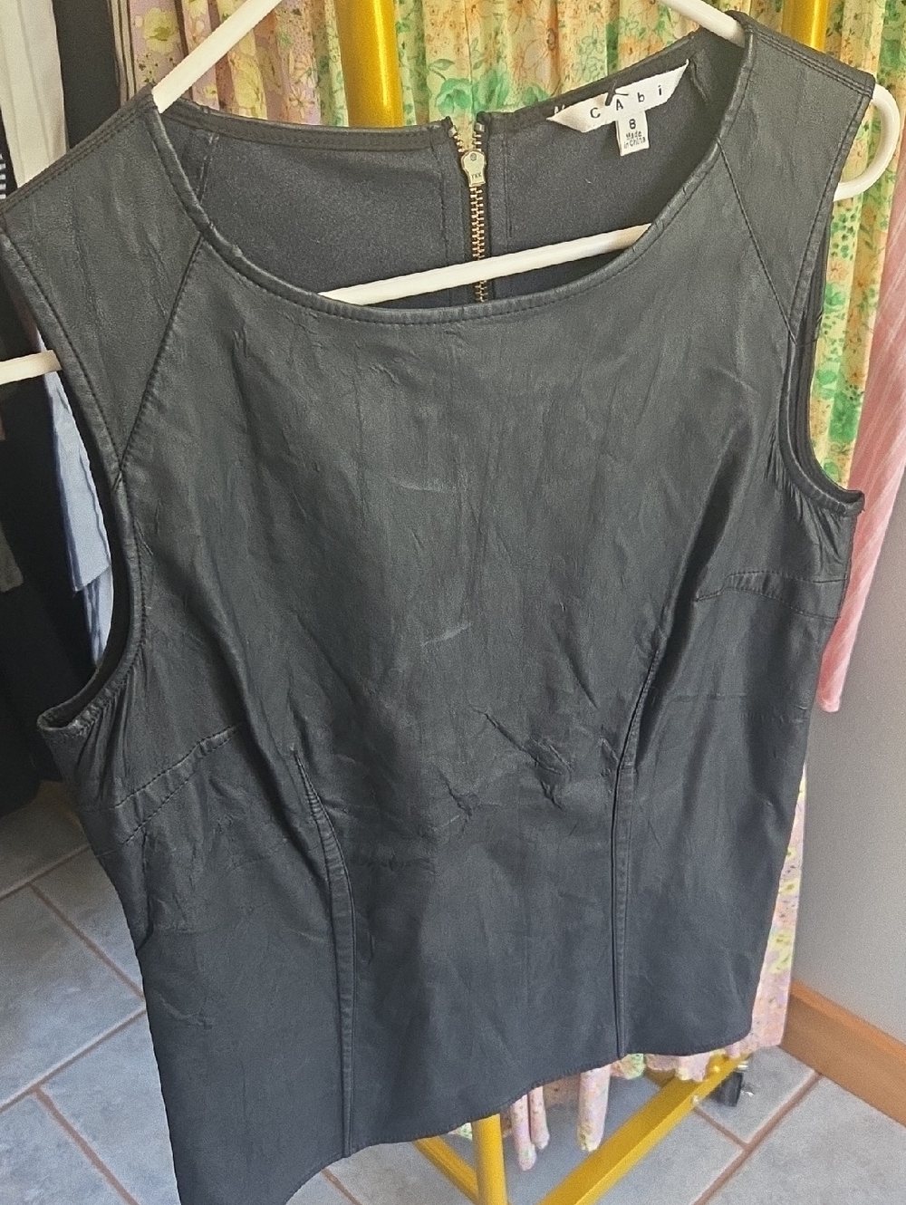 CAbi Black Faux Leather Sleeveless Tank